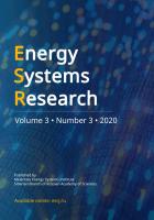 Energy Systems Research jourbal, Issue 3, 2020 is available online Energy Systems Research jourbal, Issue 3, 2020 is available online